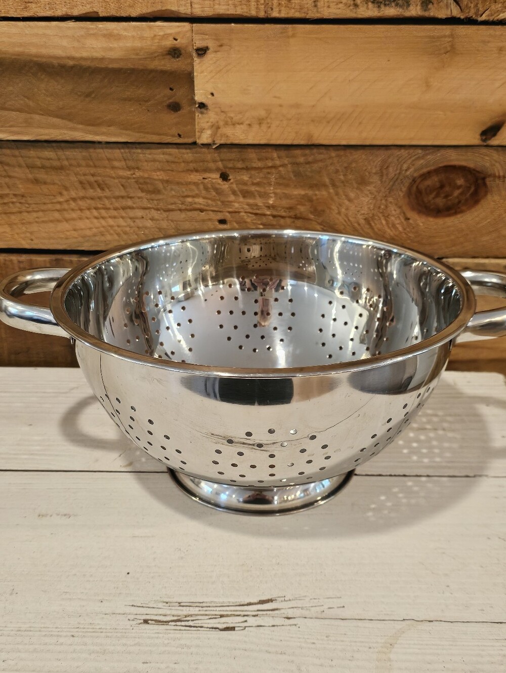 Stainless Steel Kitchen Colander with Handles - Silver